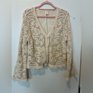 Ultra Pink Cream Crochet Cardigan!